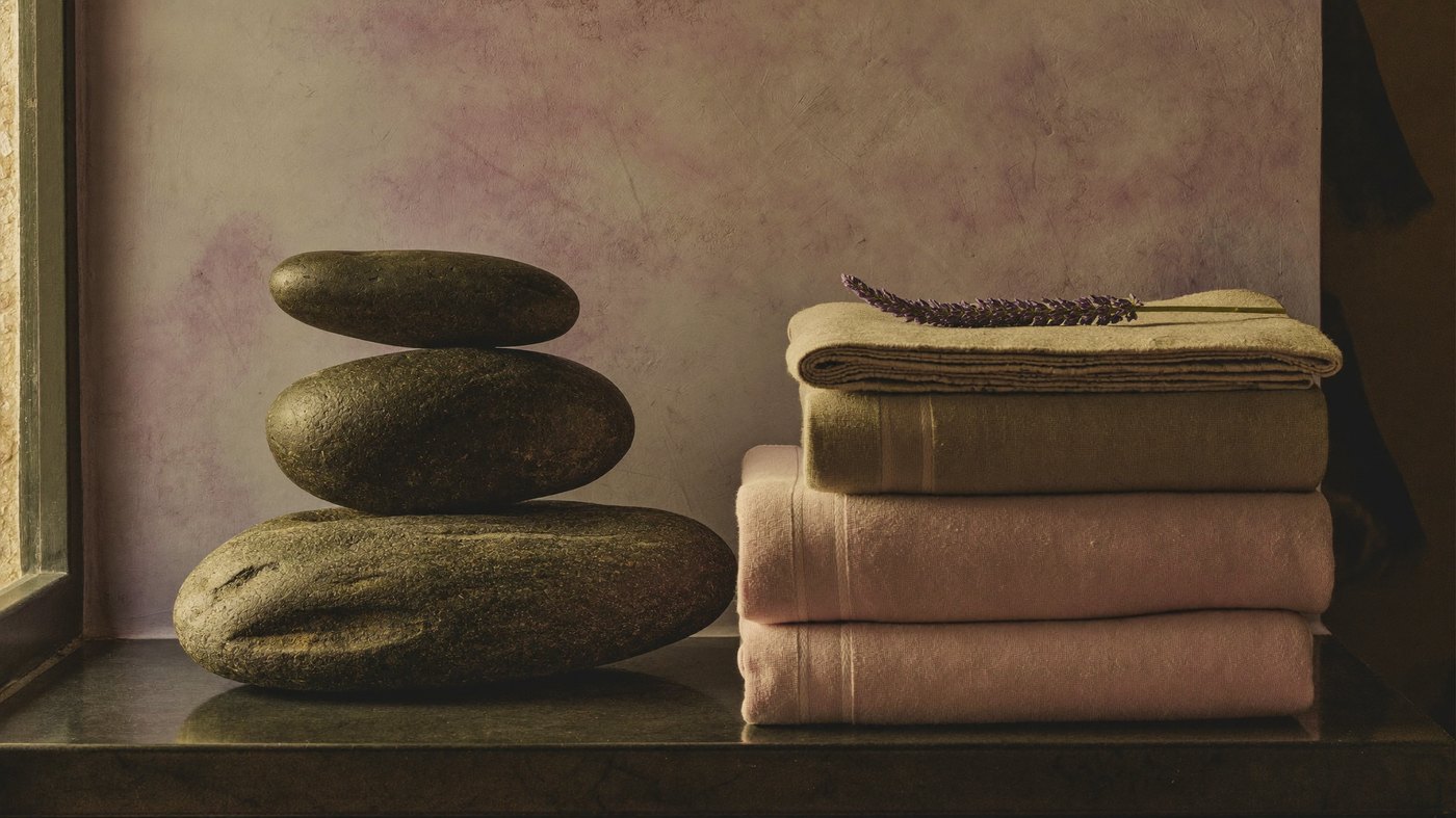 Stones and towels
